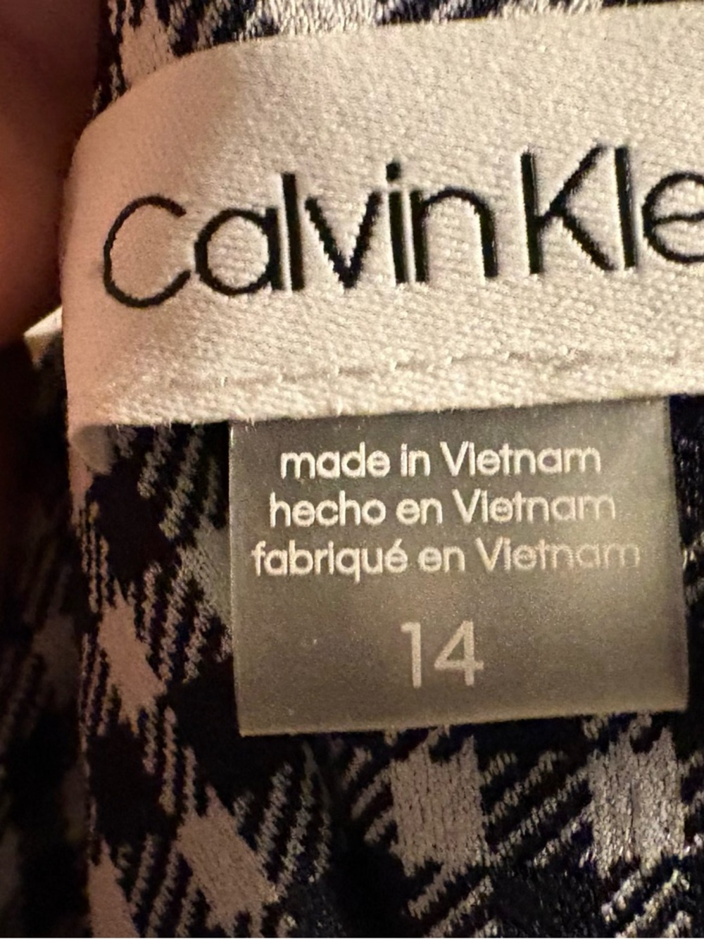 Calvin Klein Black & White Gingham Midi Dress with Belt - Picture 2 of 2